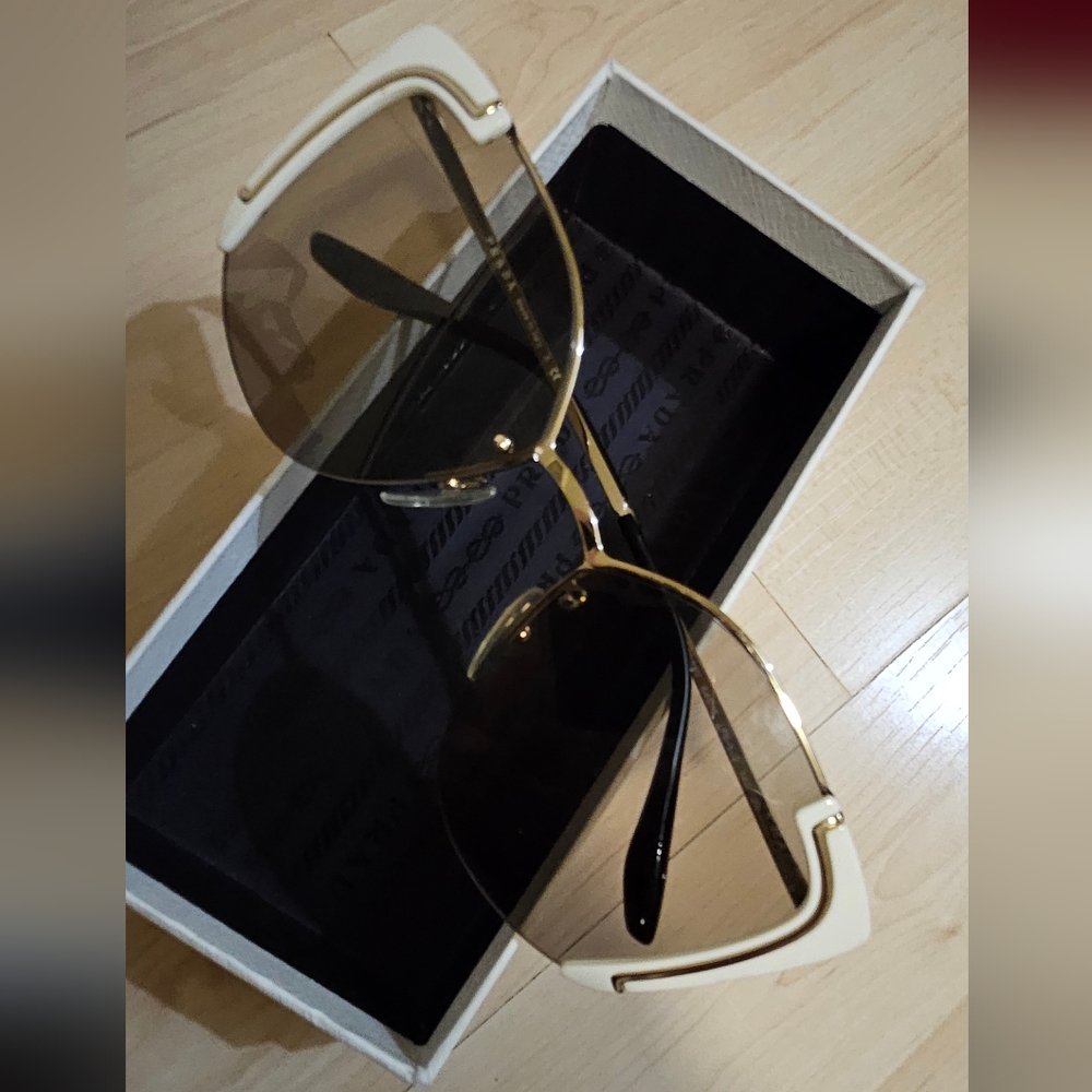 Prada Gold and Black Women's Sunglasses